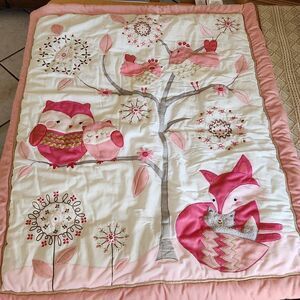 Lambs & Ivy Pink and white family tree baby comforter